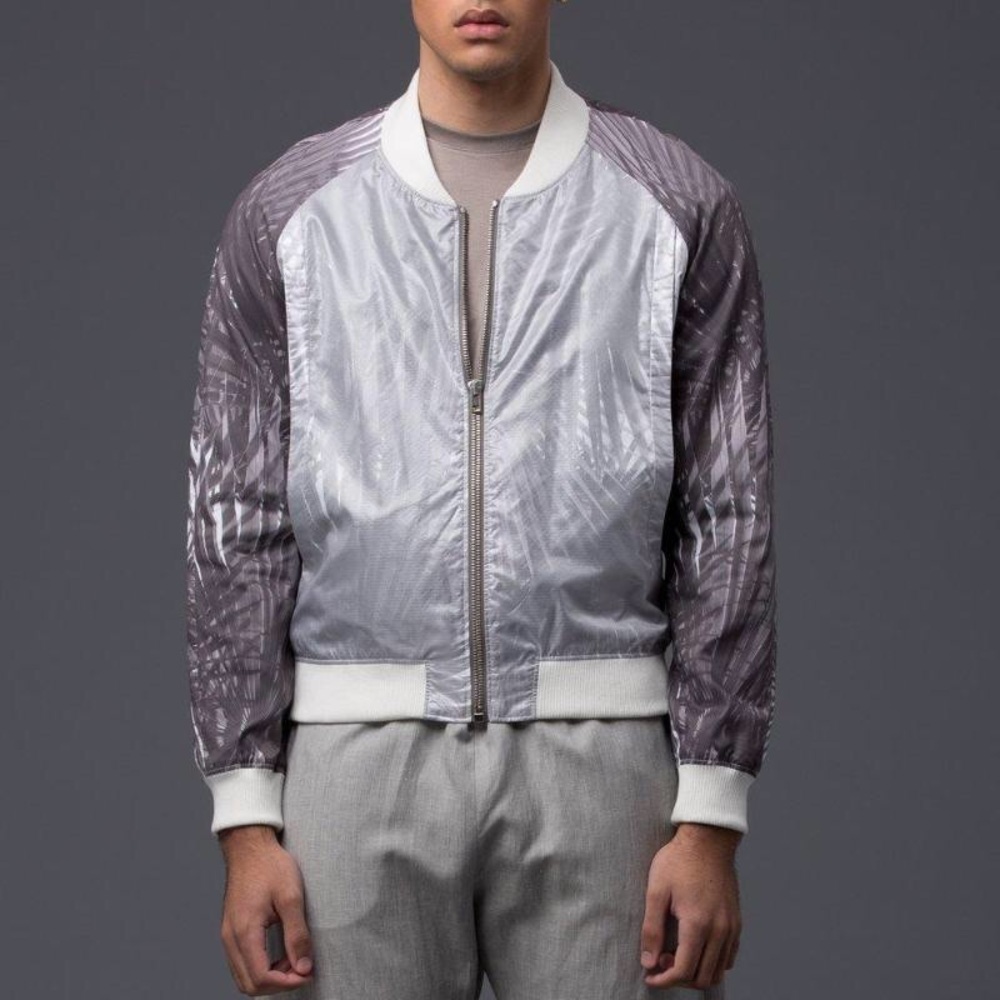 GARCIAVELEZ BLACK PALM RAGLAN BOMBER JACKET
